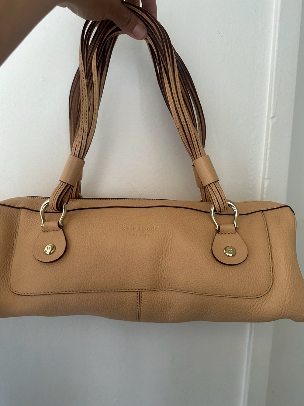 Rare Vintage Kate Spade Leather Barrel Bag - Pastel Peach